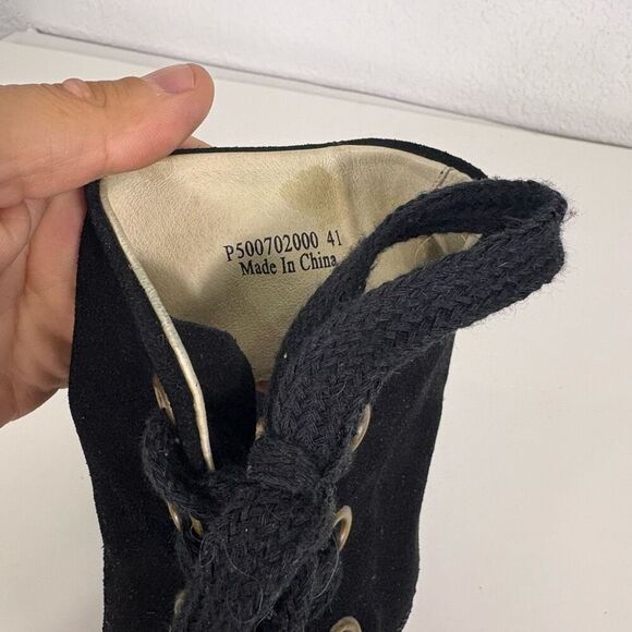 Fly London Black Suede Cutout Side & Open Toe Wedge Sandals Size 10-10.5 - Picture 12 of 12